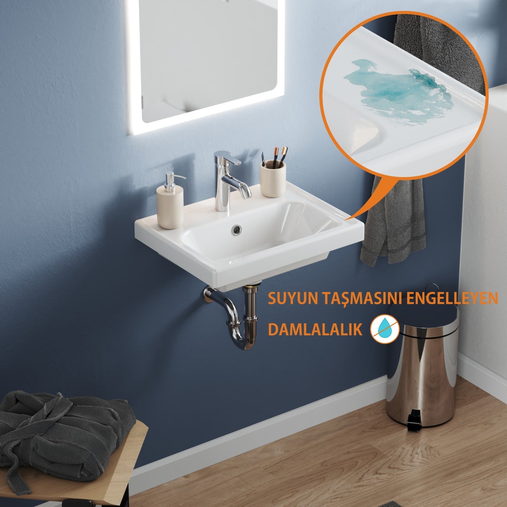 Turkuaz Frame Lavabo 50x38 cm. Beyaz | VB015F52U00