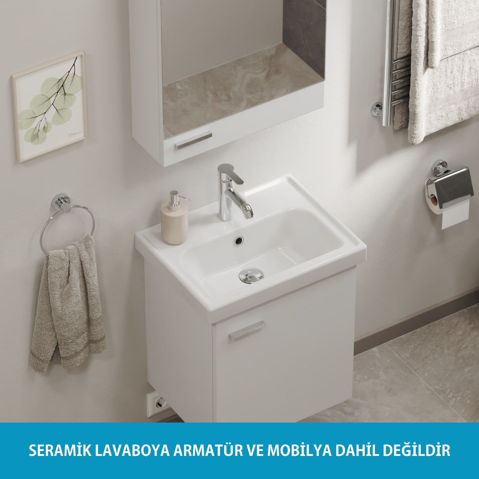 Turkuaz Frame Lavabo 50x38 cm. Beyaz | VB015F52U00