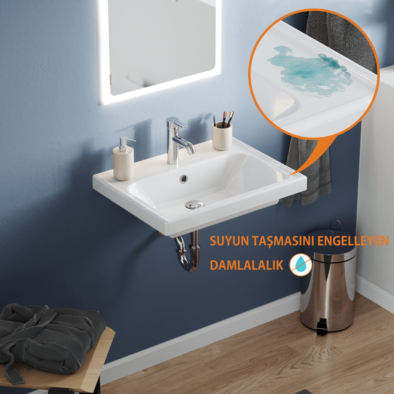 Turkuaz Frame Lavabo 60 x 45  cm.beyaz | VB015H82U00