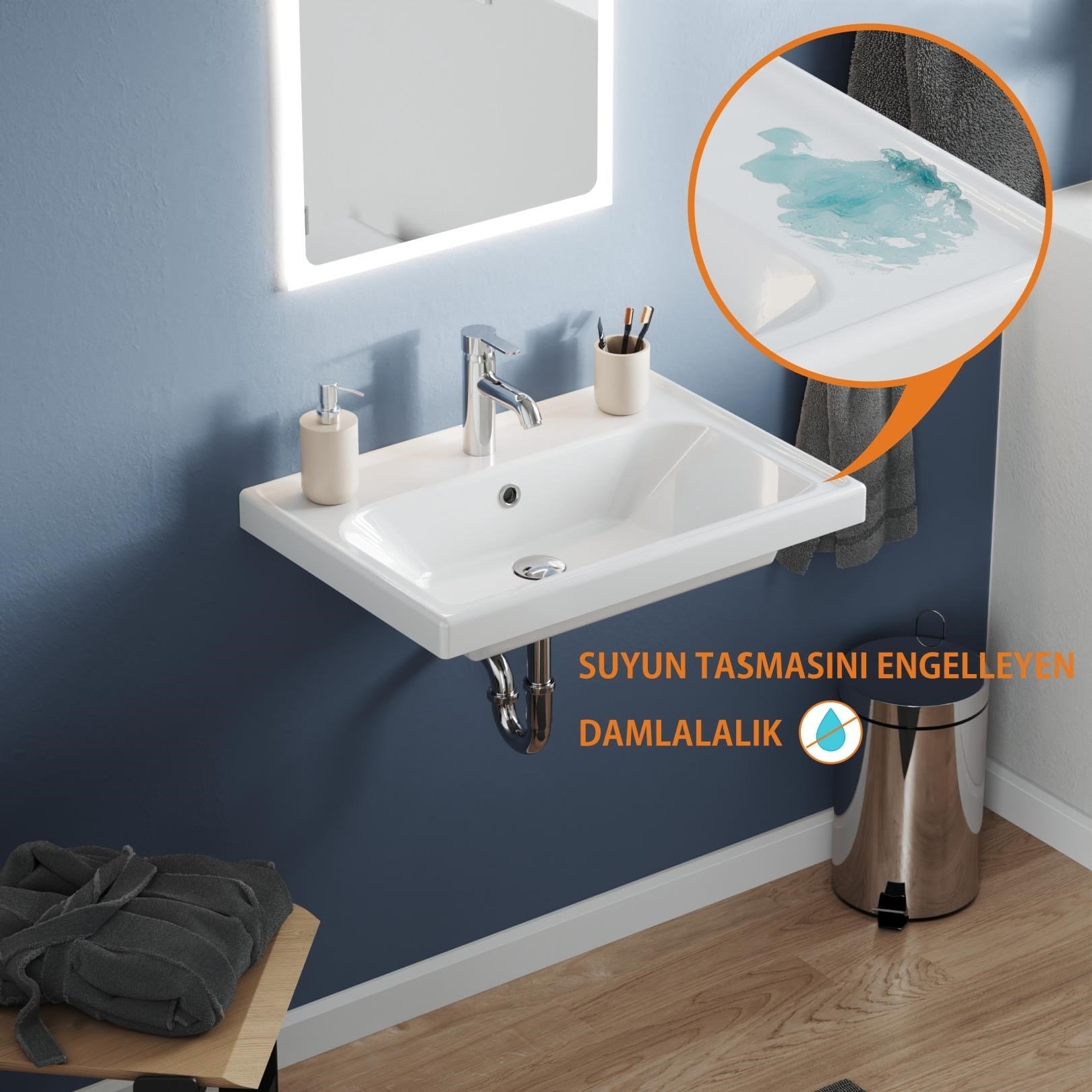 Turkuaz Frame Lavabo 65x45 cm Beyaz | VB015J32U00