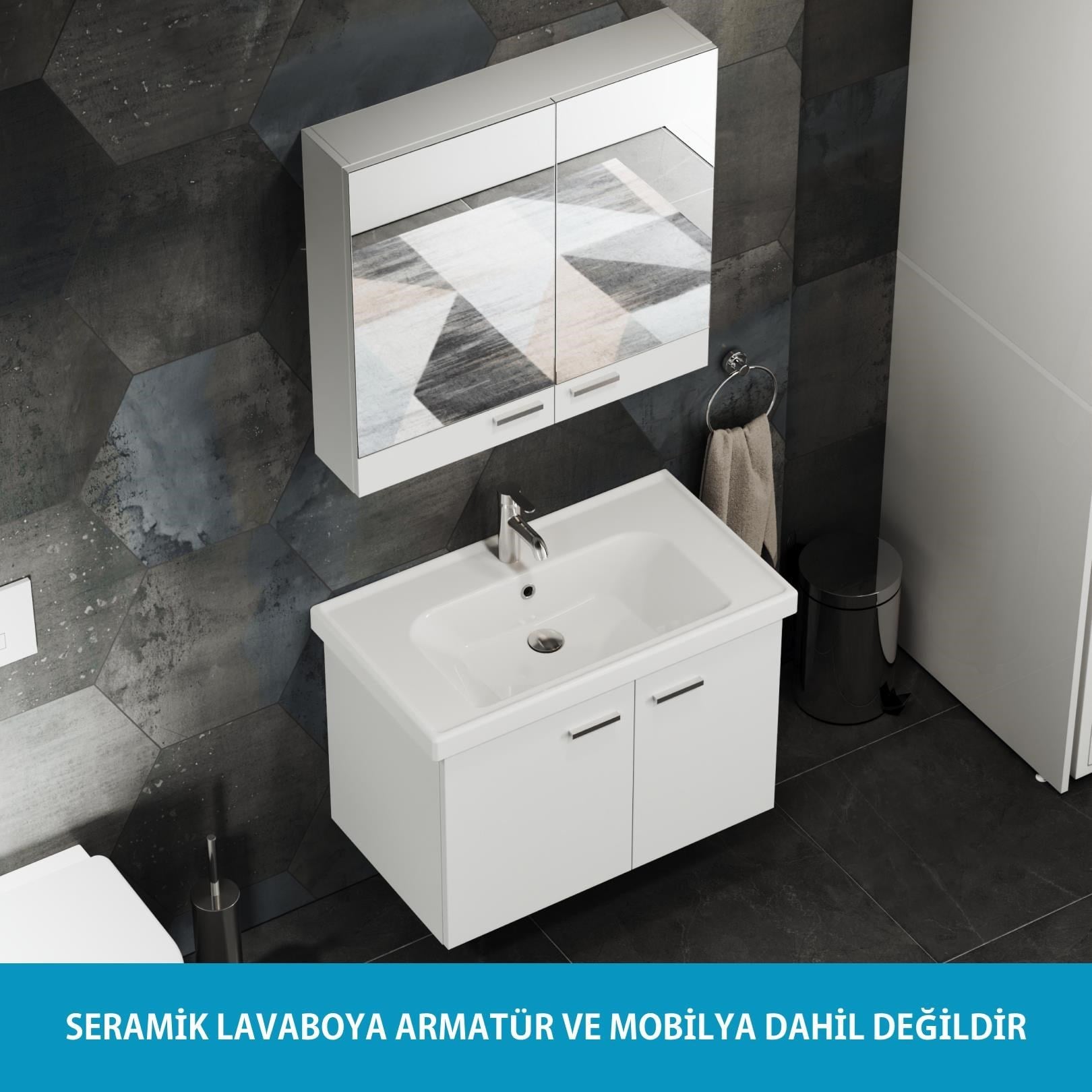 Turkuaz Frame Lavabo 80x45 cm Beyaz | VB015M22U00