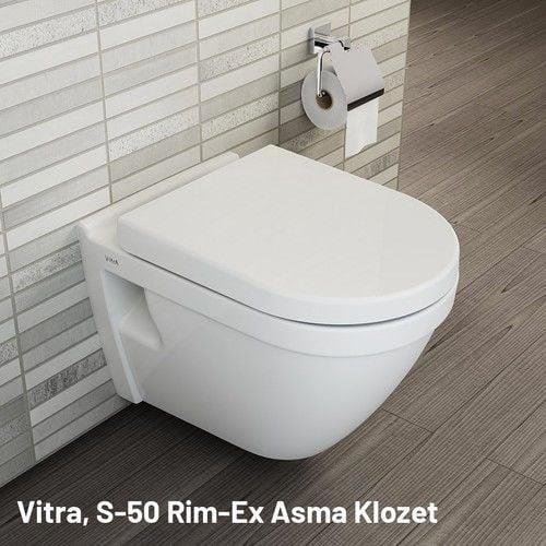 Vitra S50 Rim-Ex Kanalsız Asma Klozet + Vitra Yavaş Kapanan Kapak Set 2 Parça