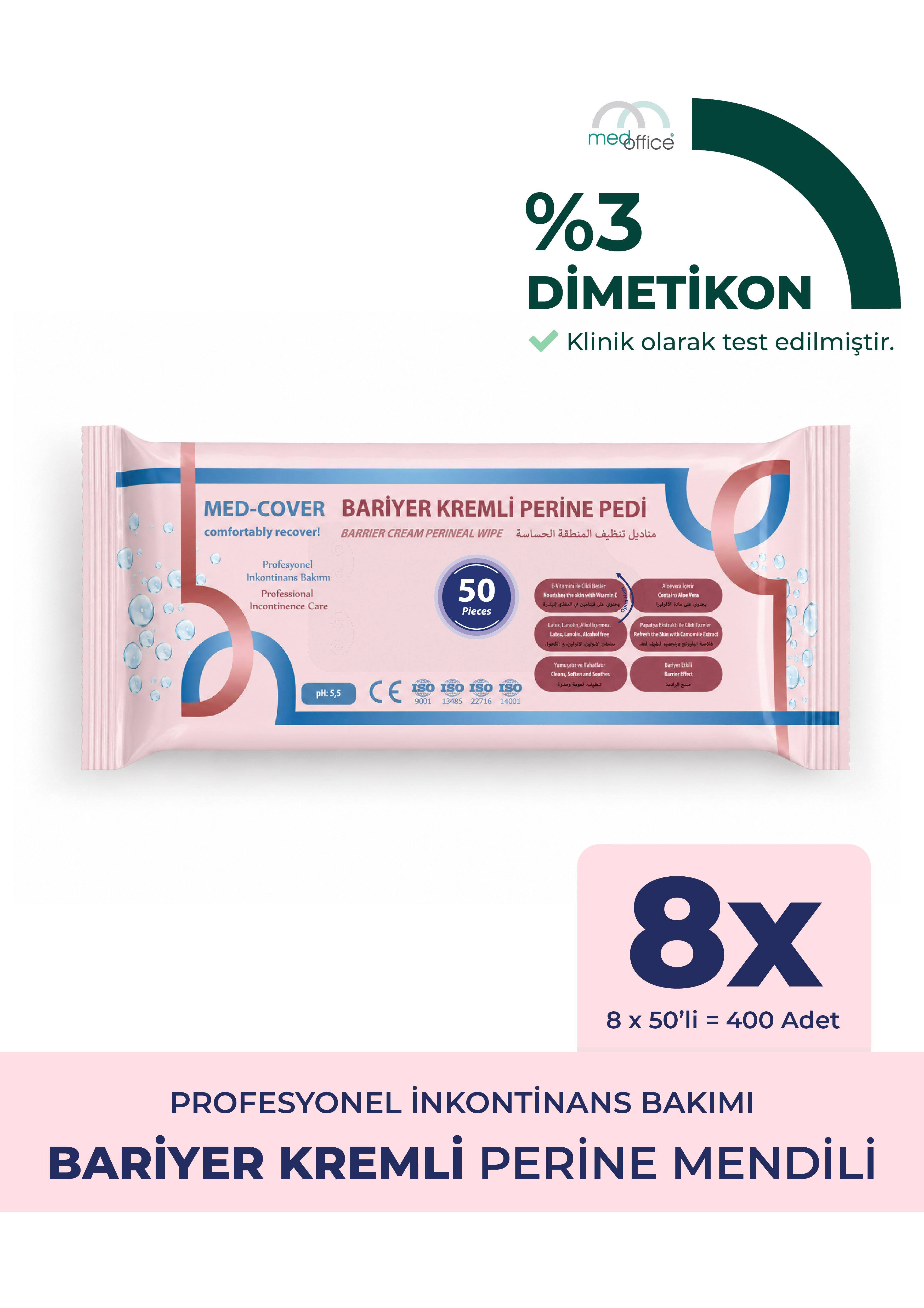 Bariyer Kremli Perine Bölgesi Temizleme Pedi/mendili 50'li - 8 Adet