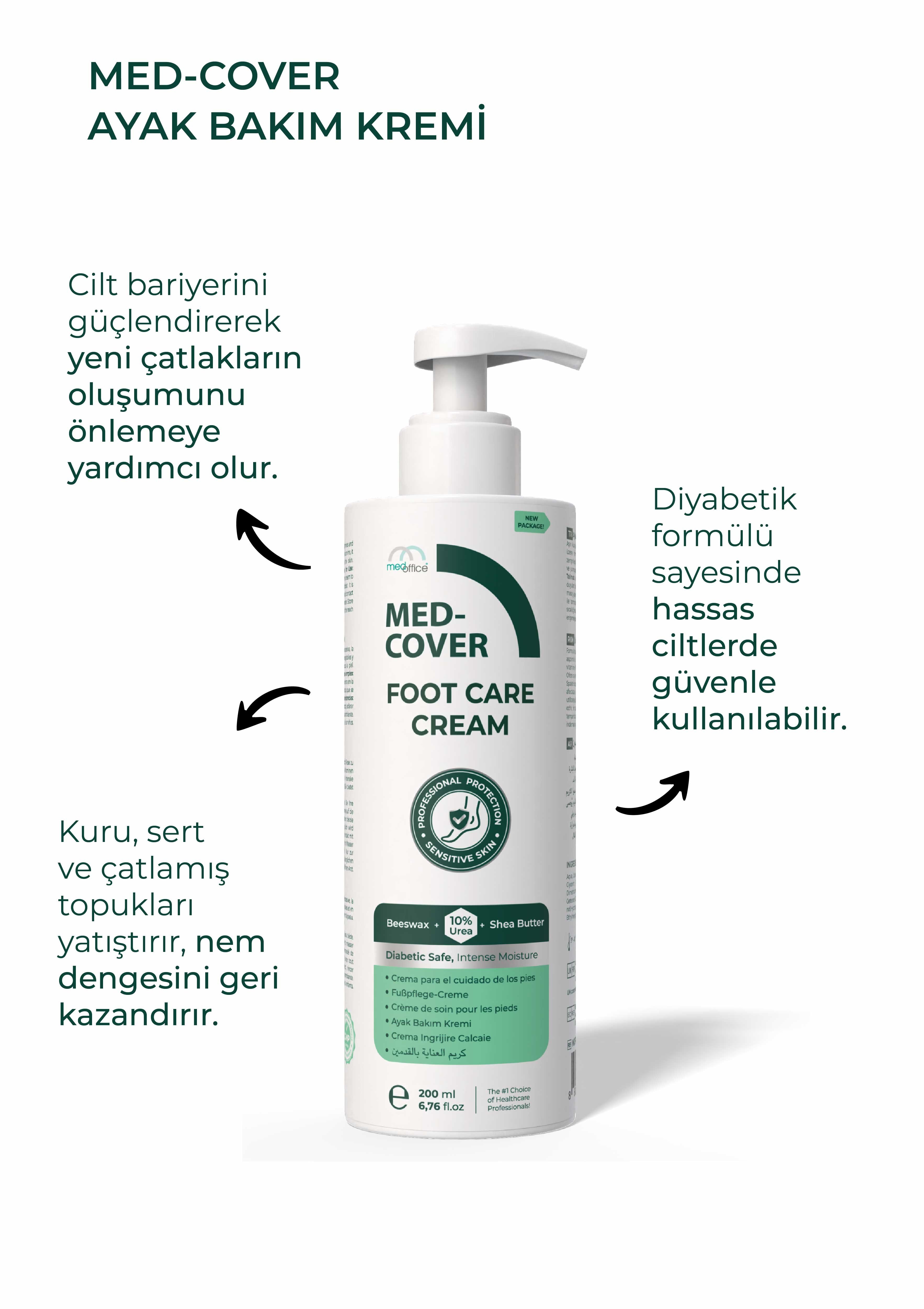MED-COVER Ayak Bakım Kremi x 3 adet– Uyumlu & Hassas Ciltlere Özel (%10 Üre, Shea Butter, Beeswax)