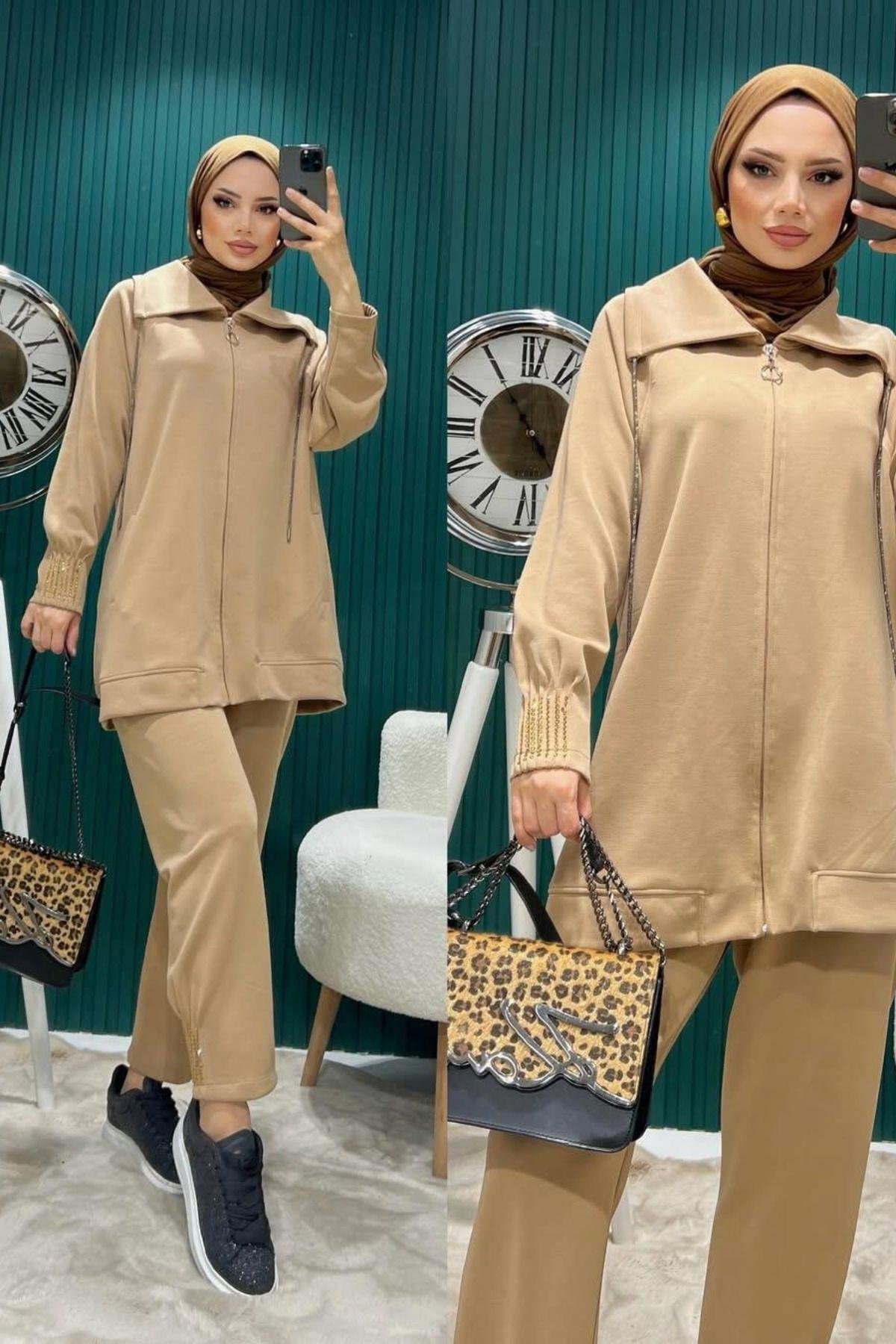Kadın Oversize Fermuarlı İkili Takım