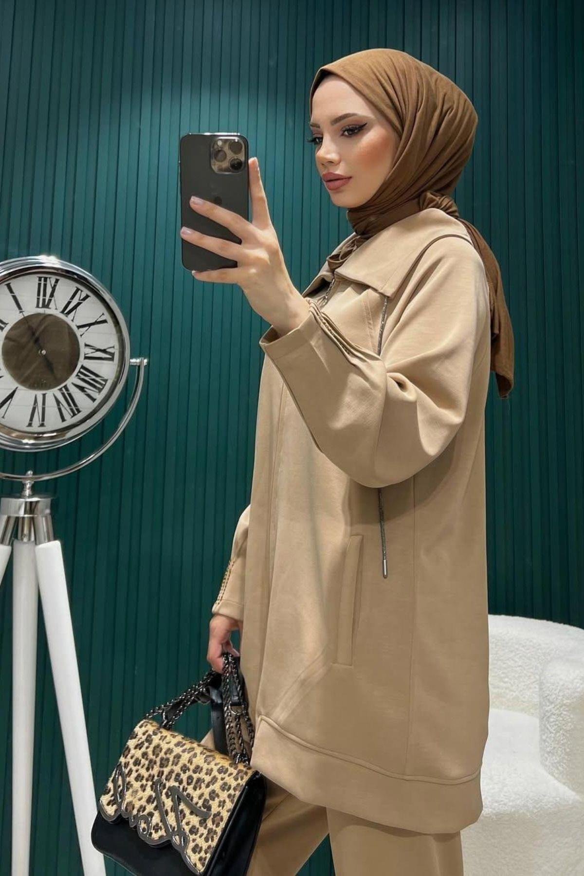 Kadın Oversize Fermuarlı İkili Takım