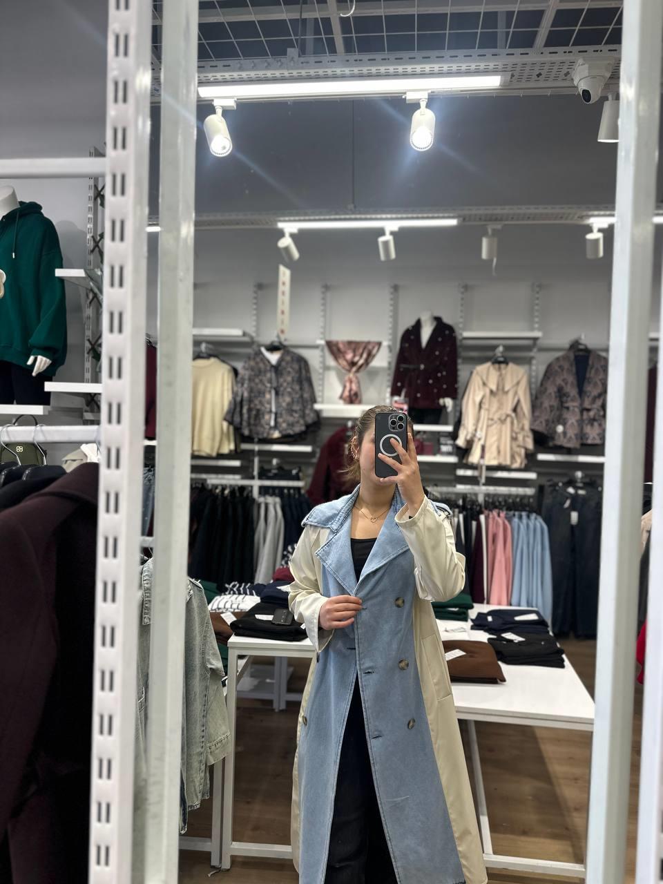 Denim Ön Panelli Trençkot
