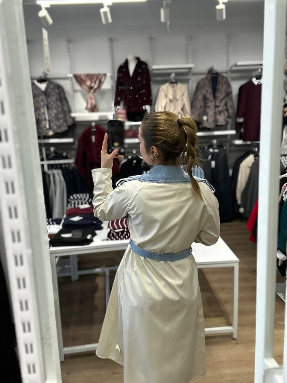 Denim Ön Panelli Trençkot
