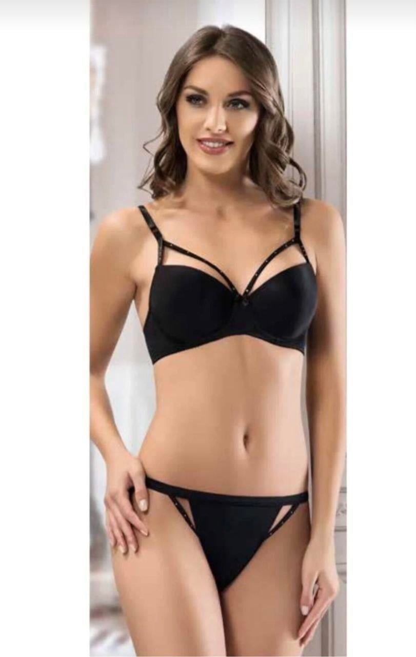 Siyah Şerit Detaylı Lingerie Set