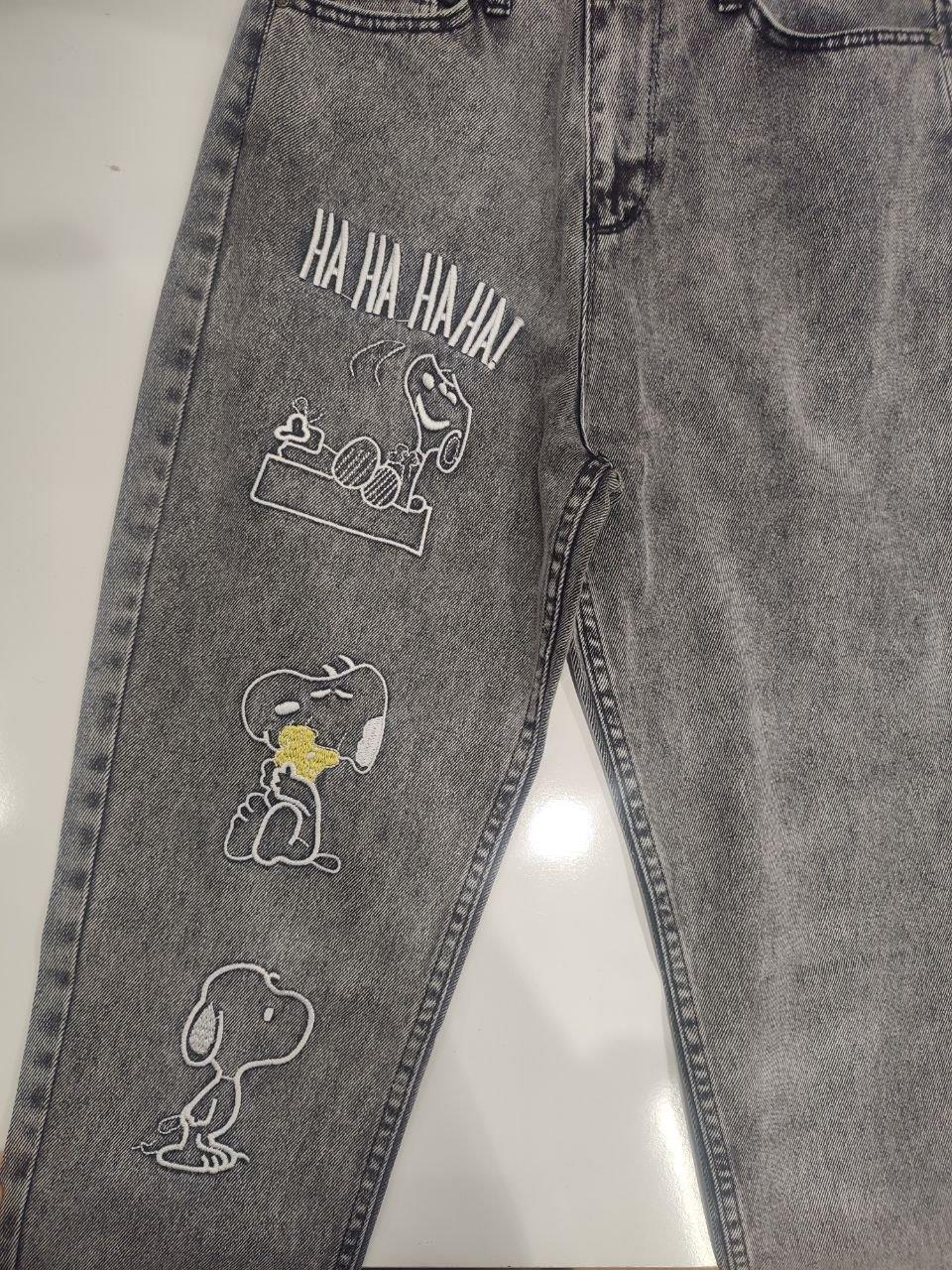 Snoopy Figürlü Mom Jean