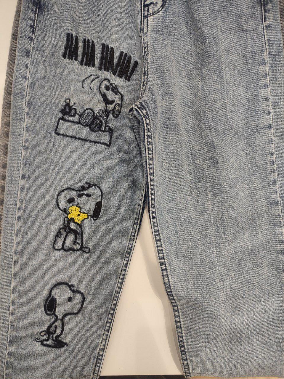 Snoopy Figürlü Mom Jean