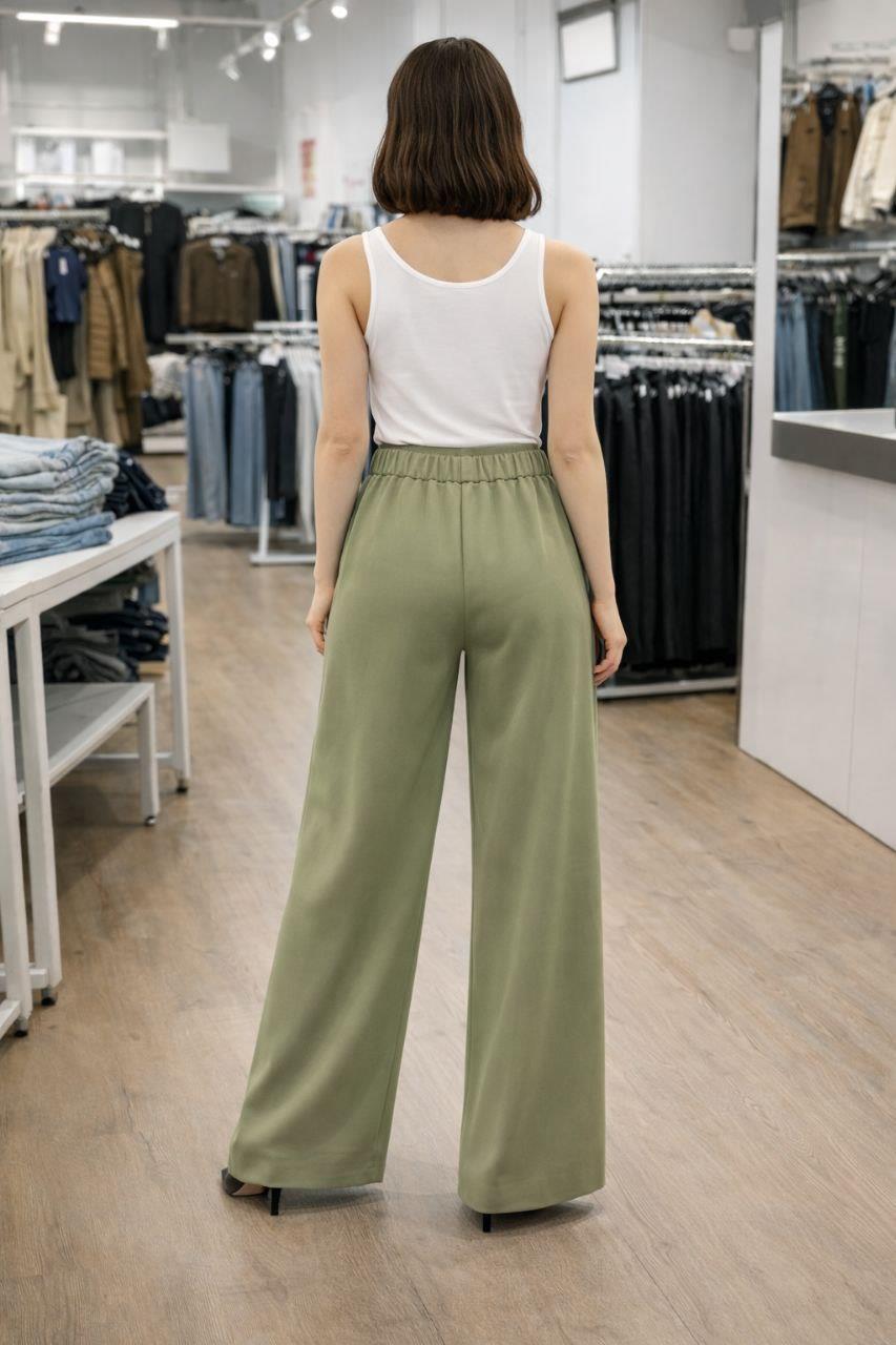 Yüksek Bel Kuşaklı Wide Leg Pantolonuu