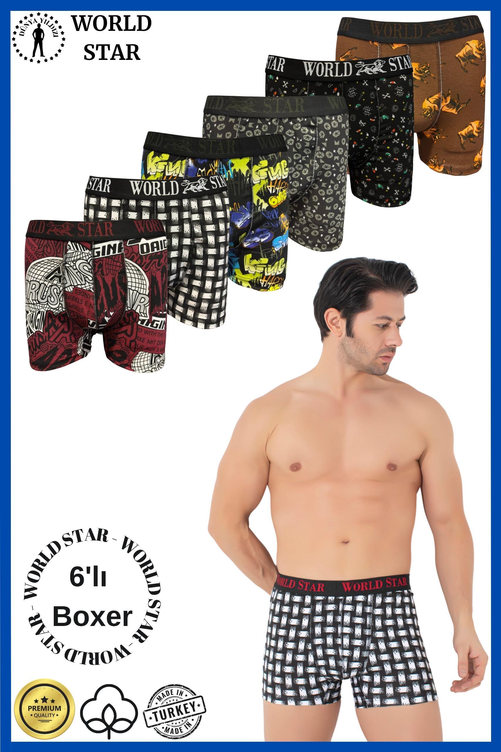 Aria's Closet 6'lı Pamuklu Karışık Desenli Erkek Boxer