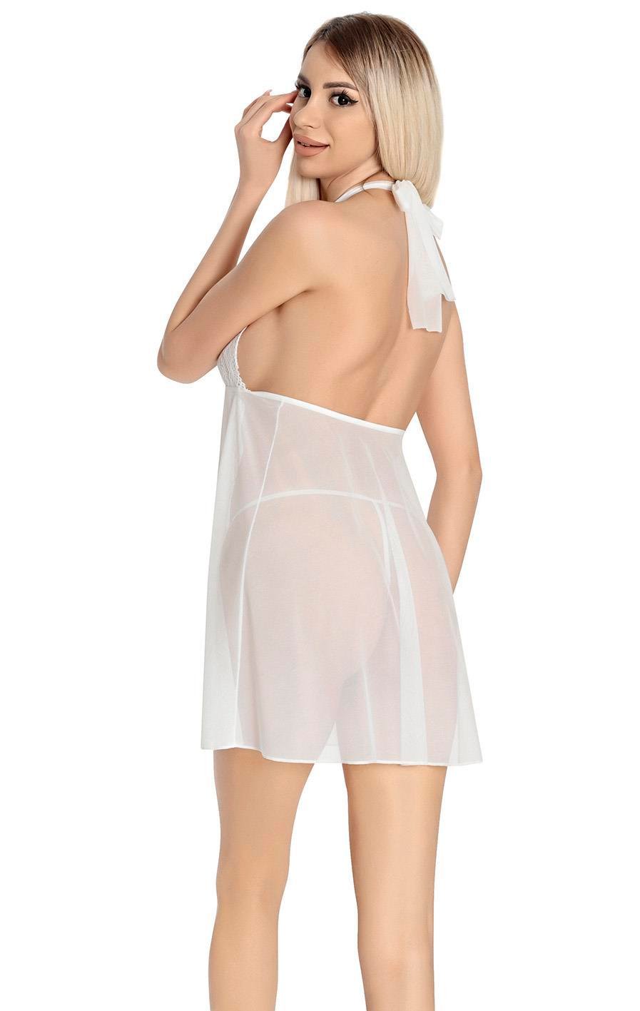 Aria's Closet Beyaz Dantel İşlemeli Fantezi Tül Gecelik