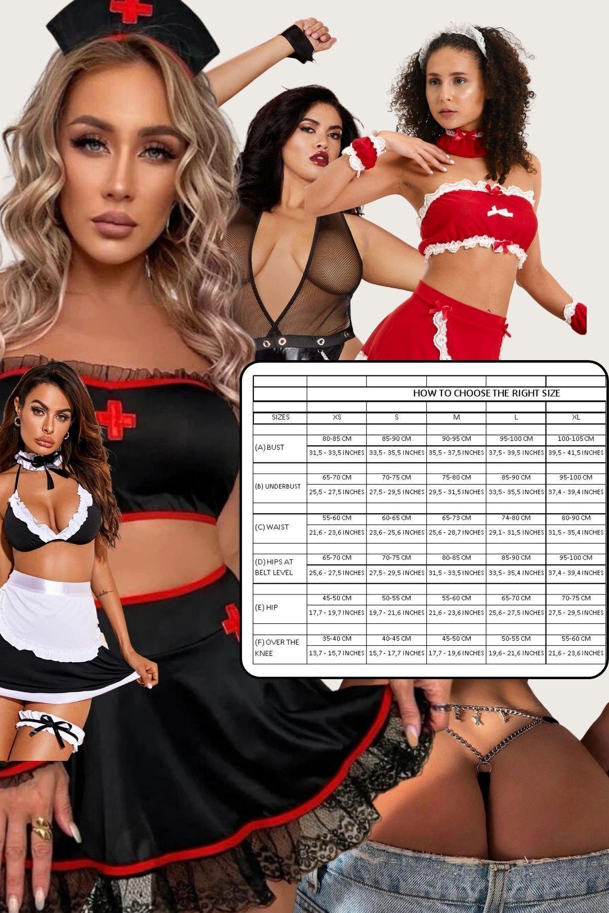 Aria's Closet Beyaz Kenarları Dantel İşlemeli Hemşire Kostümü