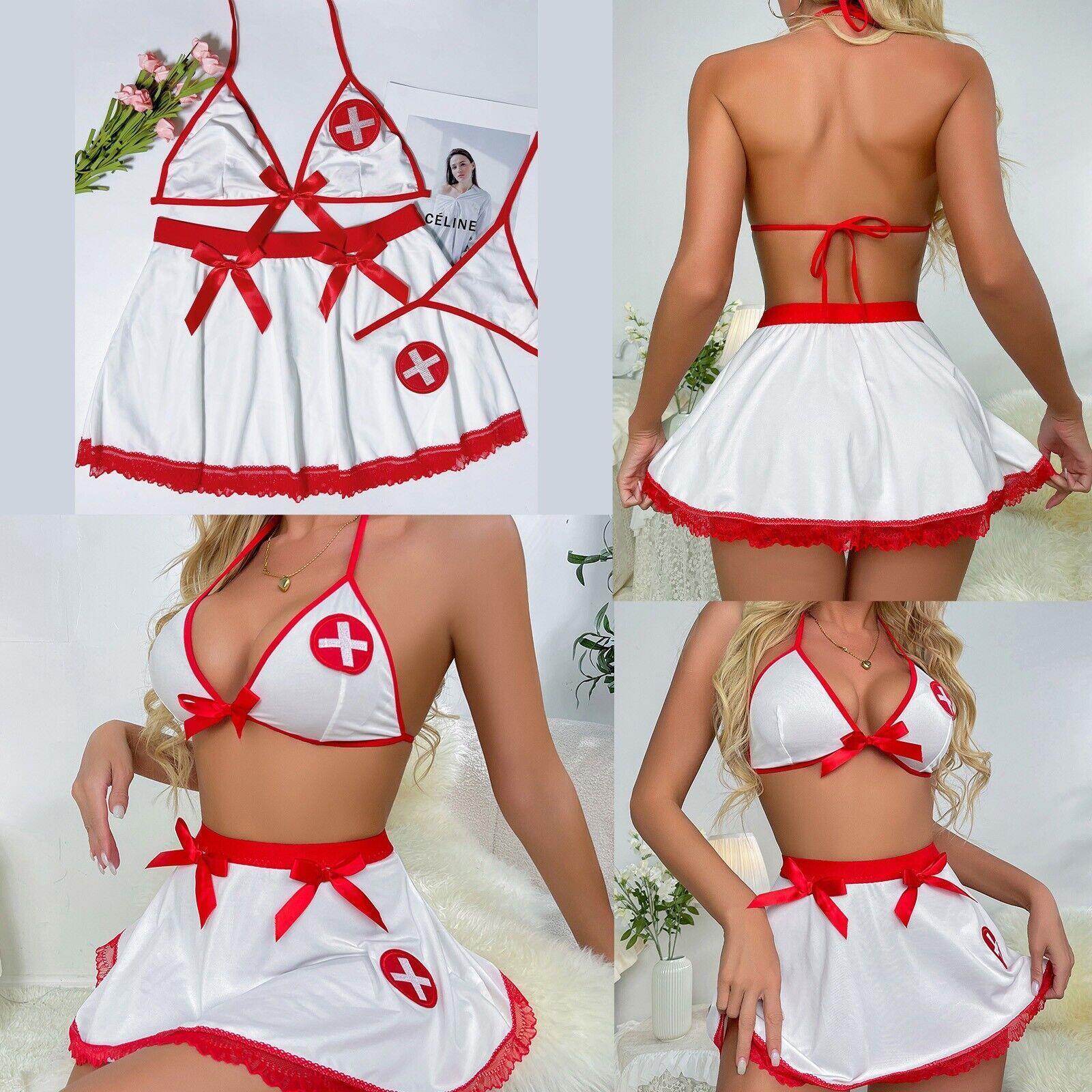 Aria's Closet Fantezi Kırmızı Beyaz Fantezi Hemşire Kostümü