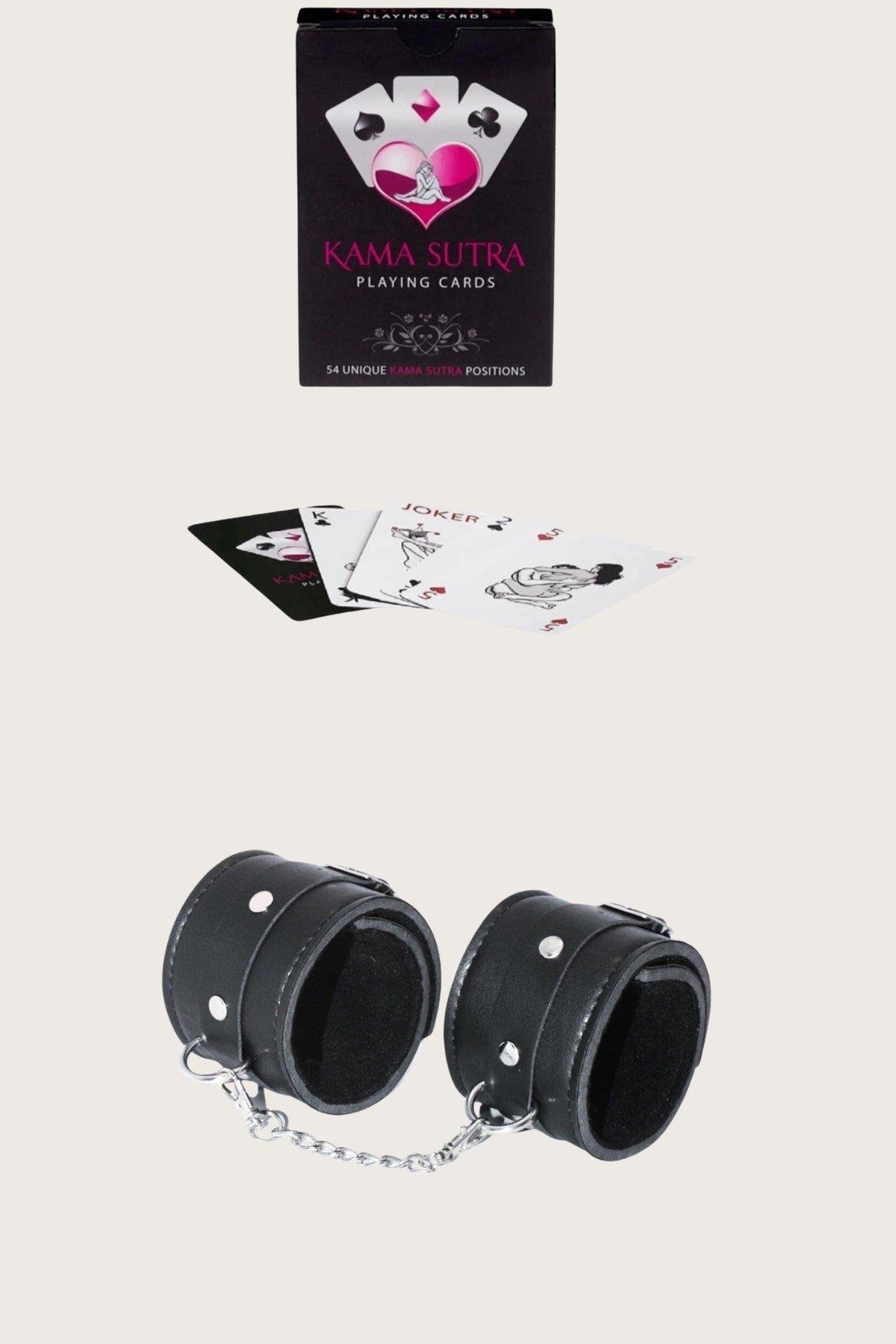 Aria's Closet Sexy Görselli Oyun Kartı Kama Sutra Siyah Kelepçe Set