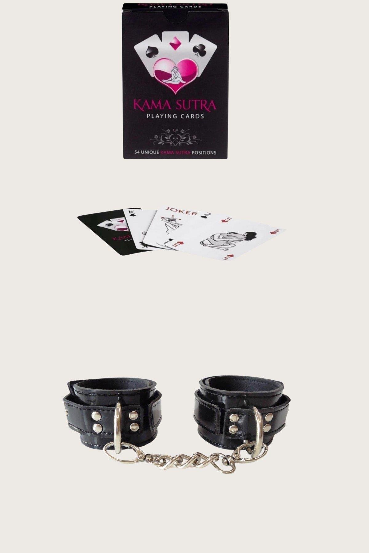 Aria's Closet Sexy Görselli Oyun Kartı Kama Sutra Siyah Kelepçe Set