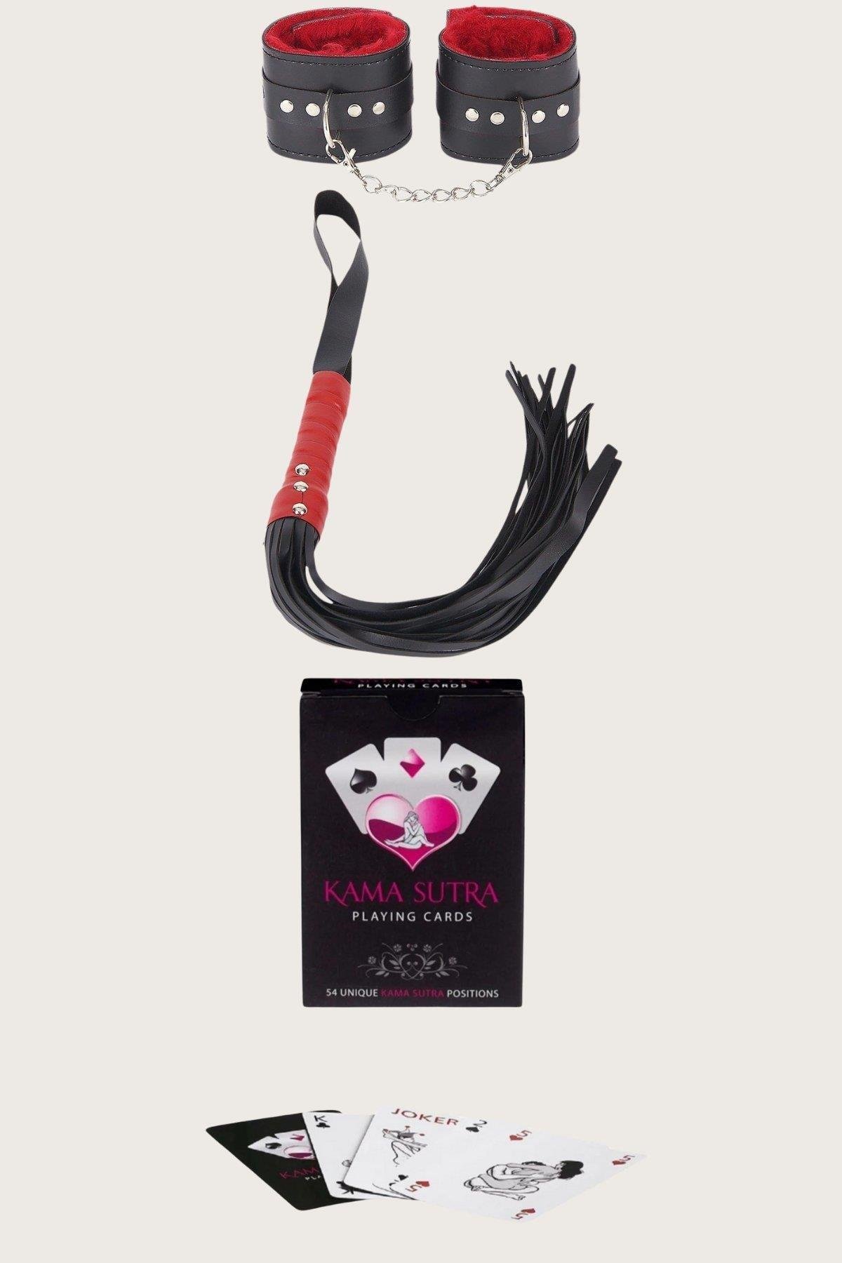 Aria's Closet Sexy Görselli Oyun Kartı Kama Sutra Kelepçe Kırbaç Set