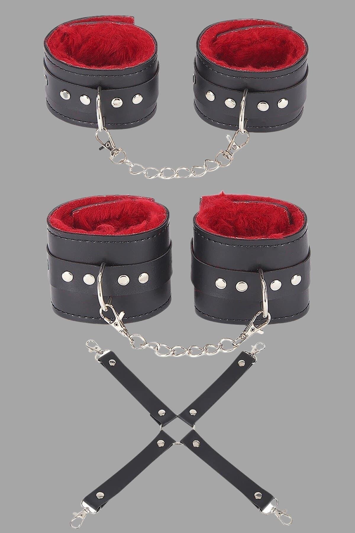 Aria's Closet Siyah Kırmızı Harness Fantezi Aksesuar Set