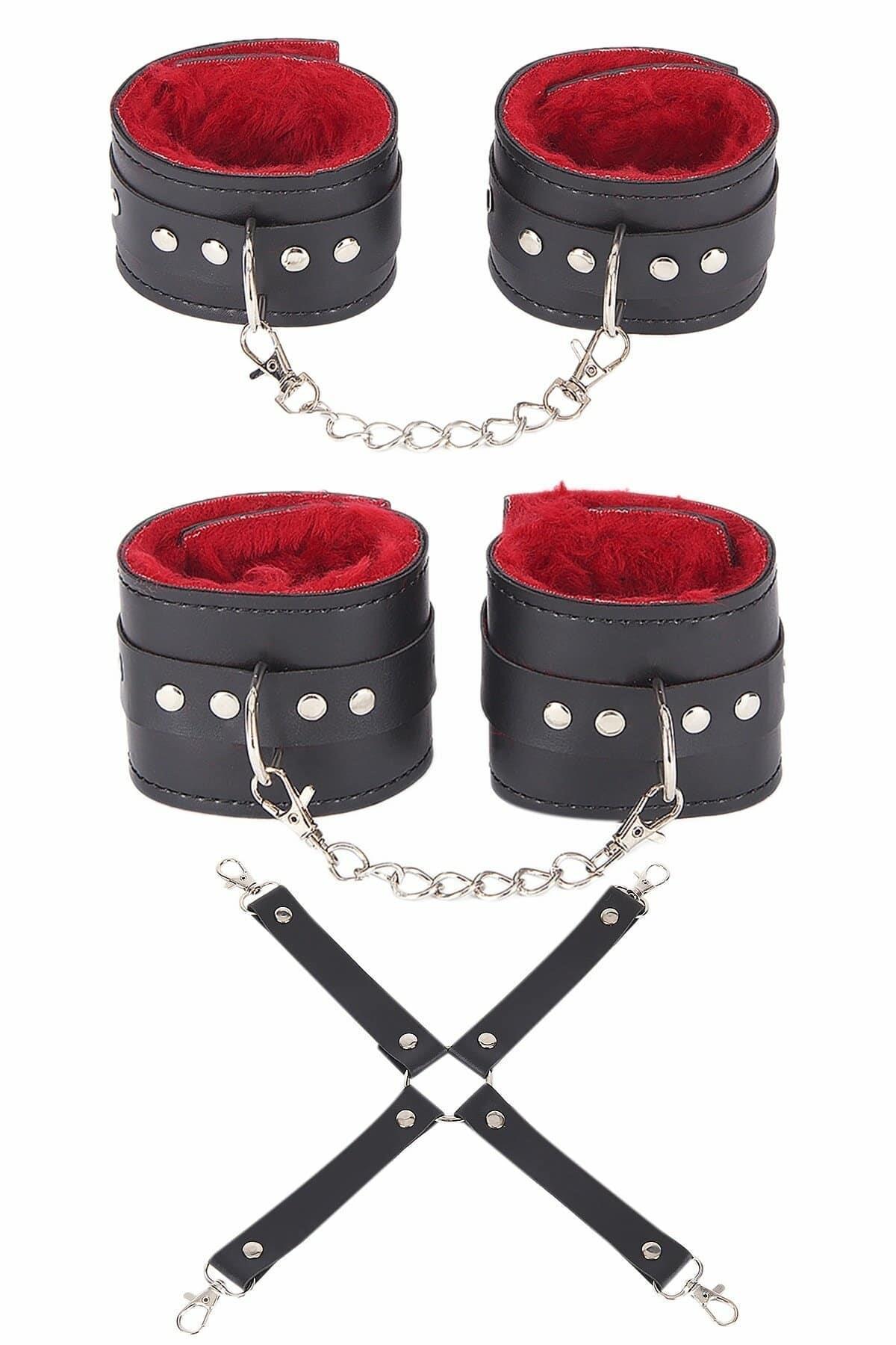 Aria's Closet Siyah Kırmızı Harness Fantezi Aksesuar Set