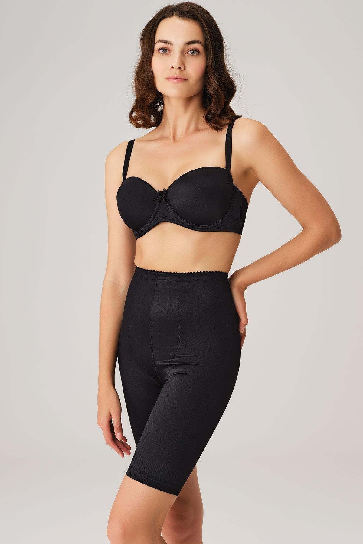 Aria's Closet Toparlayıcı Bel ve Bacak İnceltici Dikişli Uzun Paçalı Orta Bel Sıkı Şort Korse