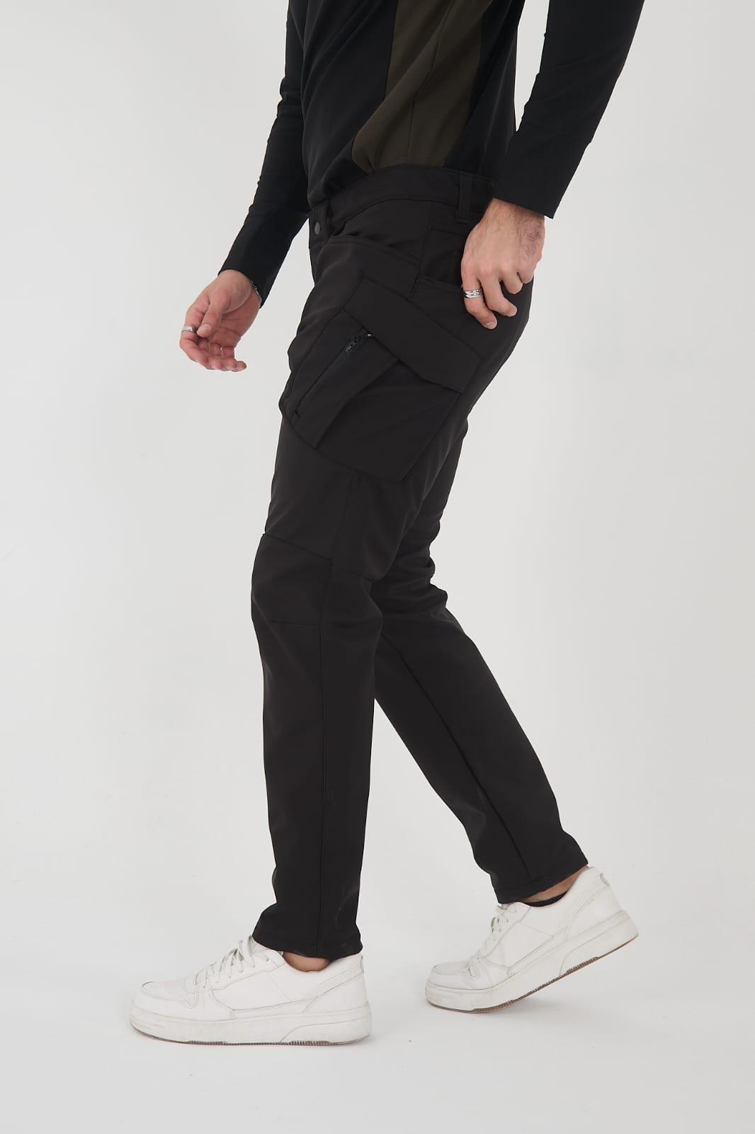 Su ve Rüzgar Geçirmez Softshell Taktik Likralı Siyah Pantolon