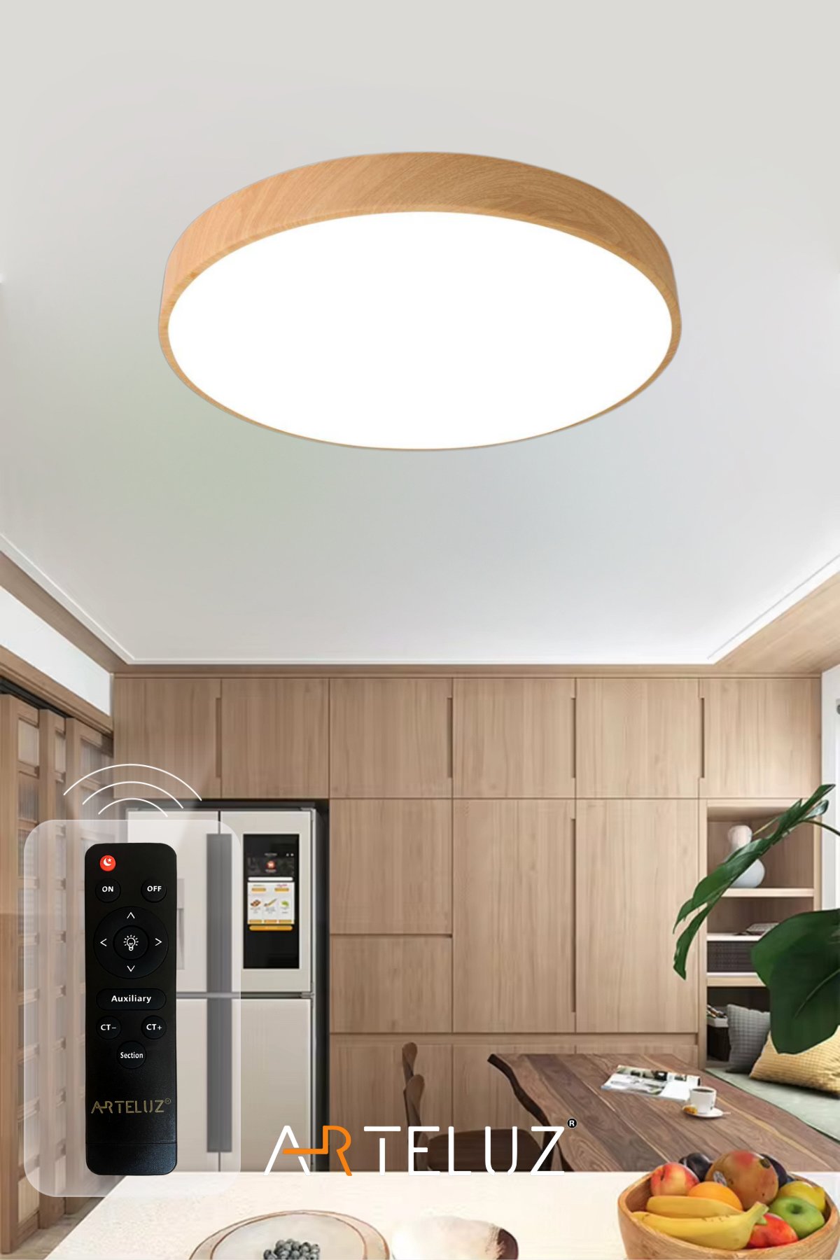 AHŞAP MODEL MODERN PLAFONYER AVİZE (50 CM)