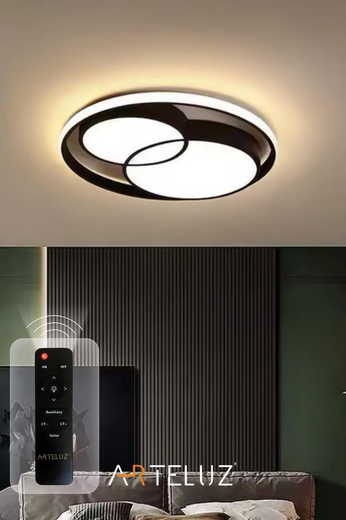 ÇİFT YUVARLAK MODEL MODERN PLAFONYER AVİZE (50 CM)