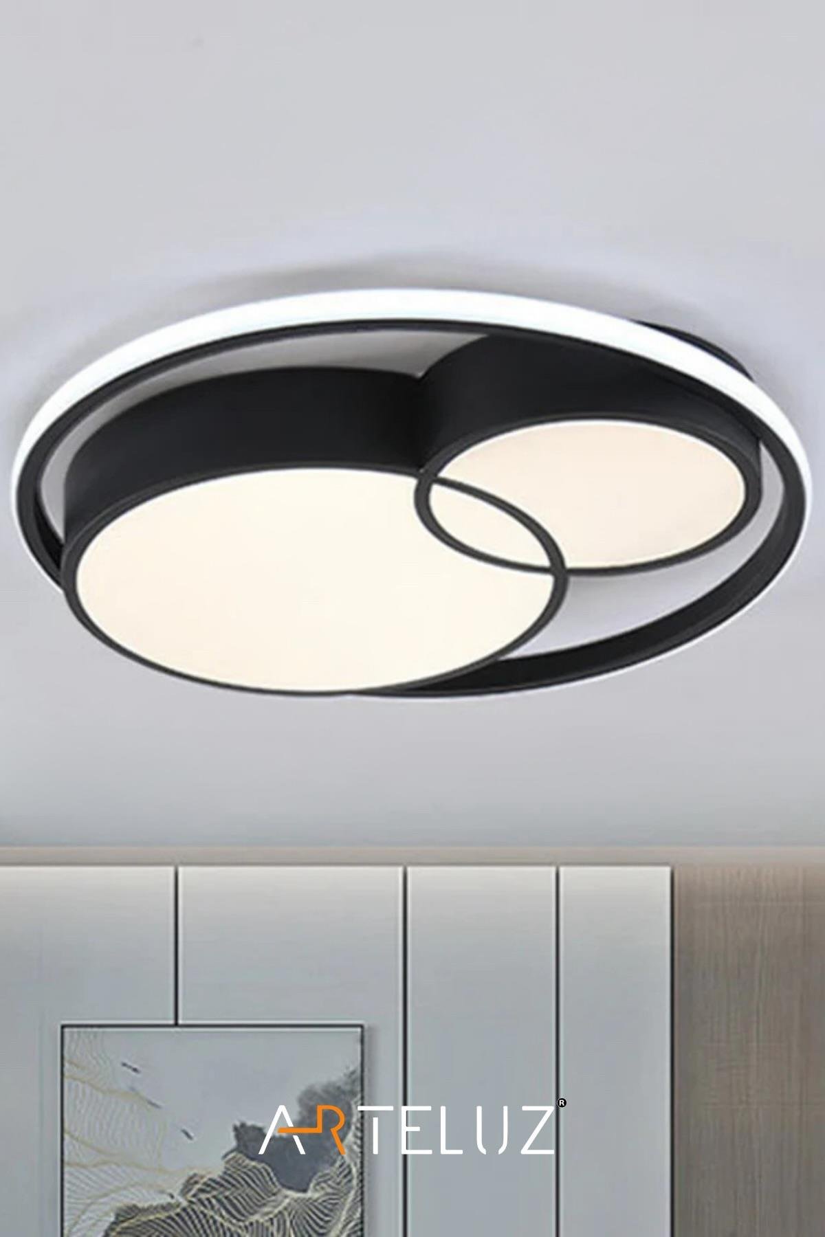 ÇİFT YUVARLAK MODEL MODERN PLAFONYER AVİZE (50 CM)