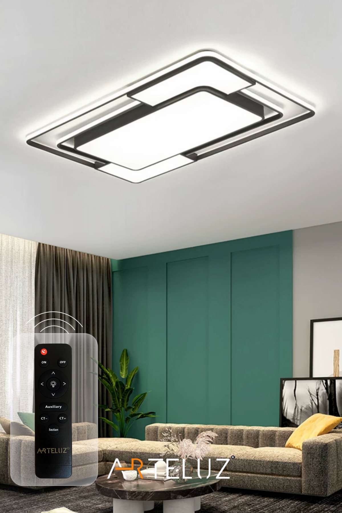 DİKDÖRTGEN MODEL MODERN PLAFONYER AVİZE (90X60 CM)