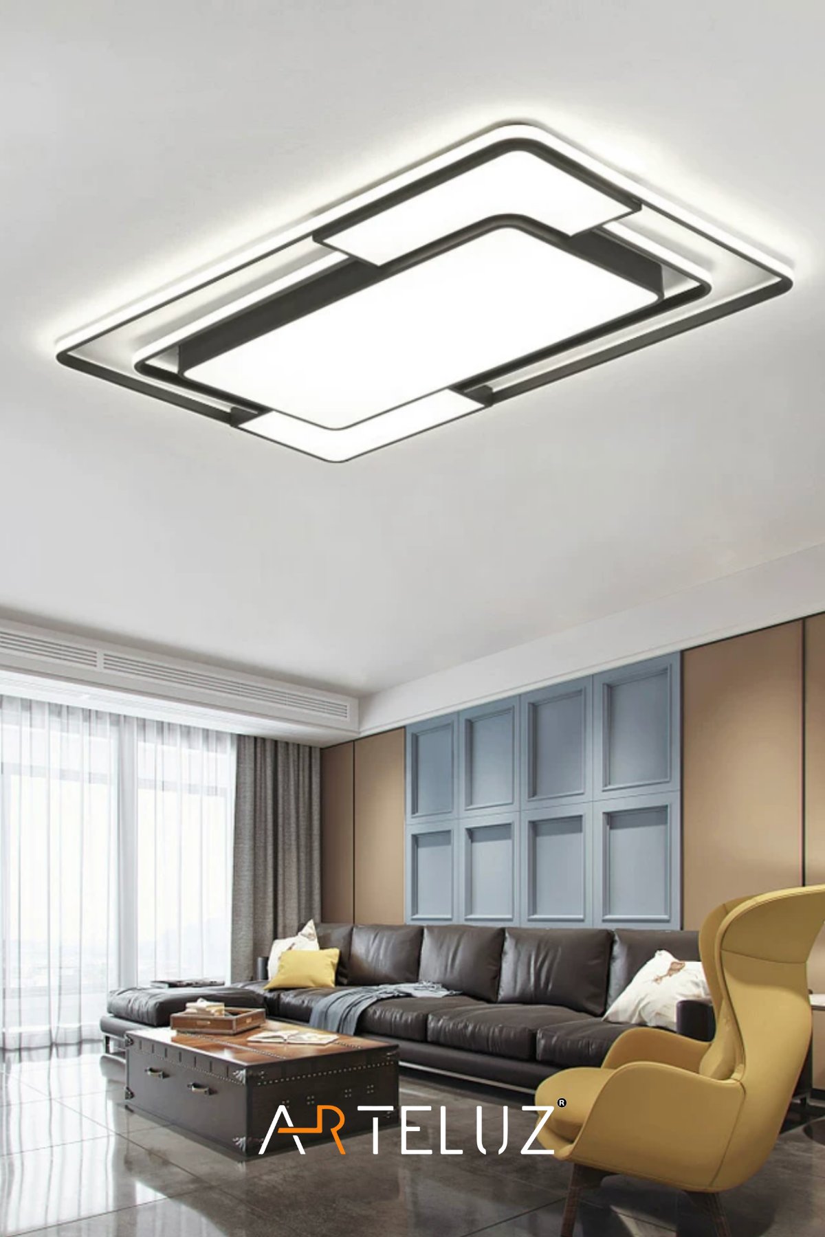 DİKDÖRTGEN MODEL MODERN PLAFONYER AVİZE (90X60 CM)