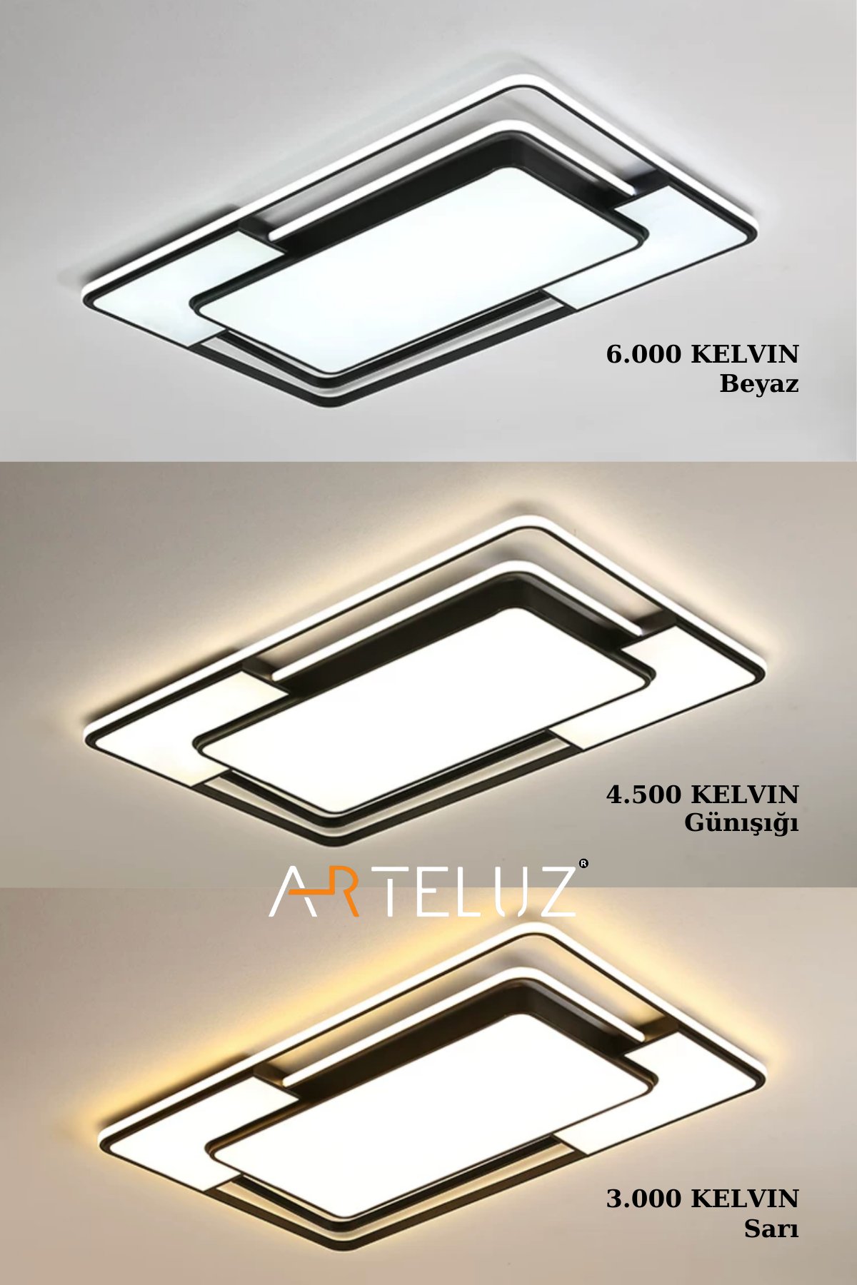 DİKDÖRTGEN MODEL MODERN PLAFONYER AVİZE (90X60 CM)