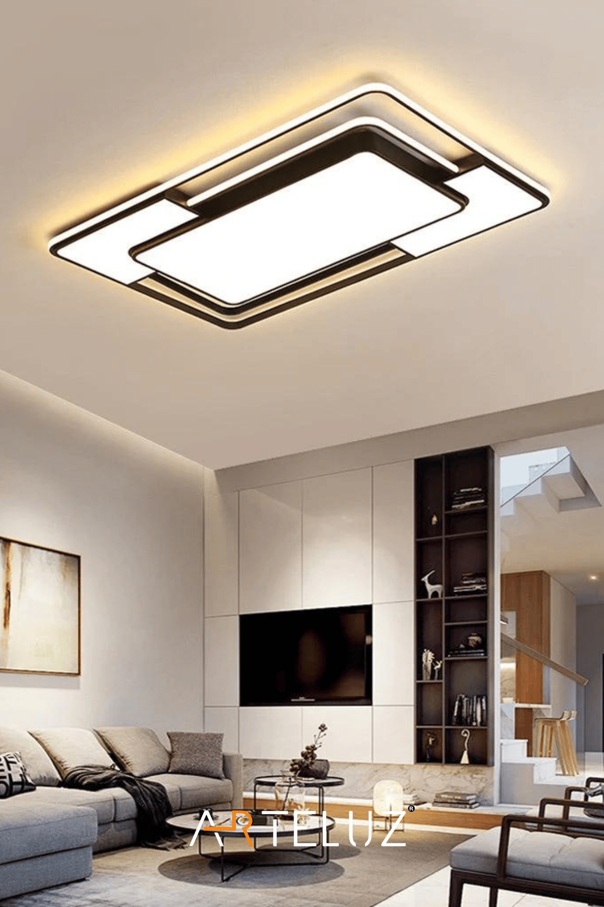 DİKDÖRTGEN MODEL MODERN PLAFONYER AVİZE (90X60 CM)