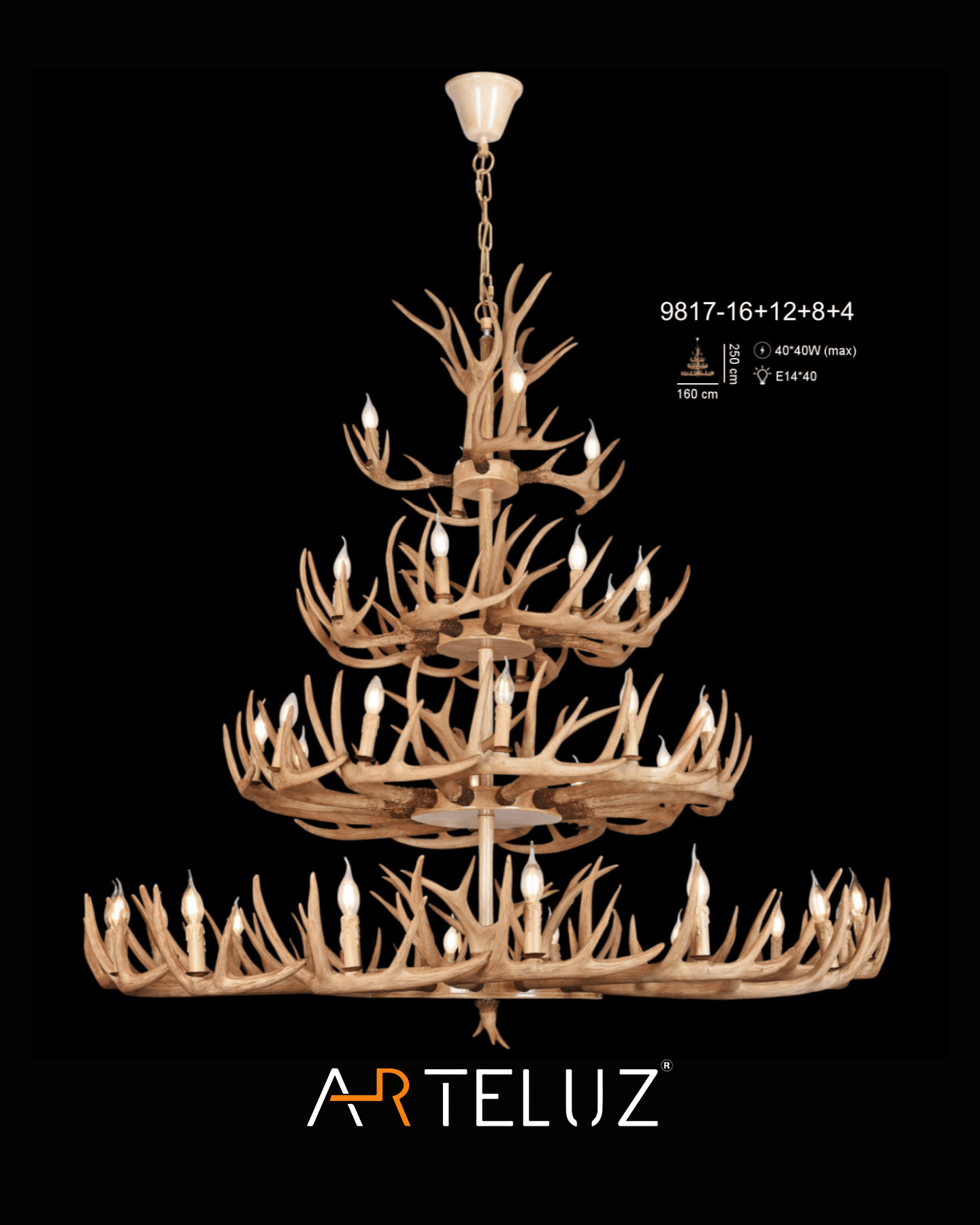 GEYİK BOYNUZ MODEL 4 KATLI SARKIT AVİZE (160 CM)