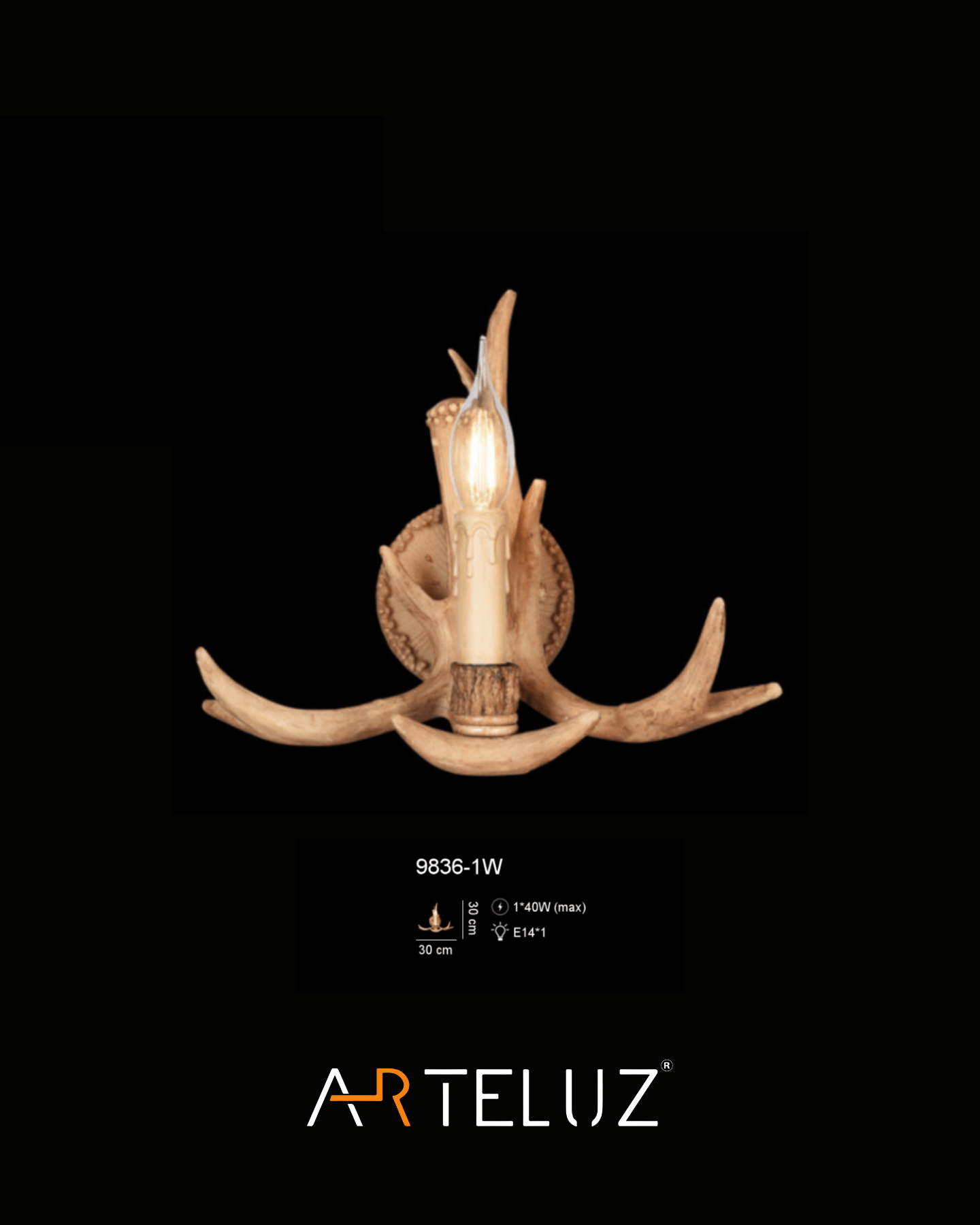 GEYİK BOYNUZ MODEL TEKLİ APLİK (30 CM)