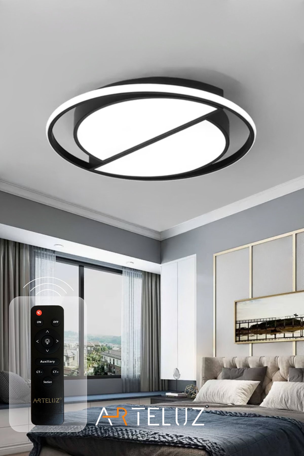 KESİK YUVARLAK MODEL MODERN PLAFONYER AVİZE (50 CM)