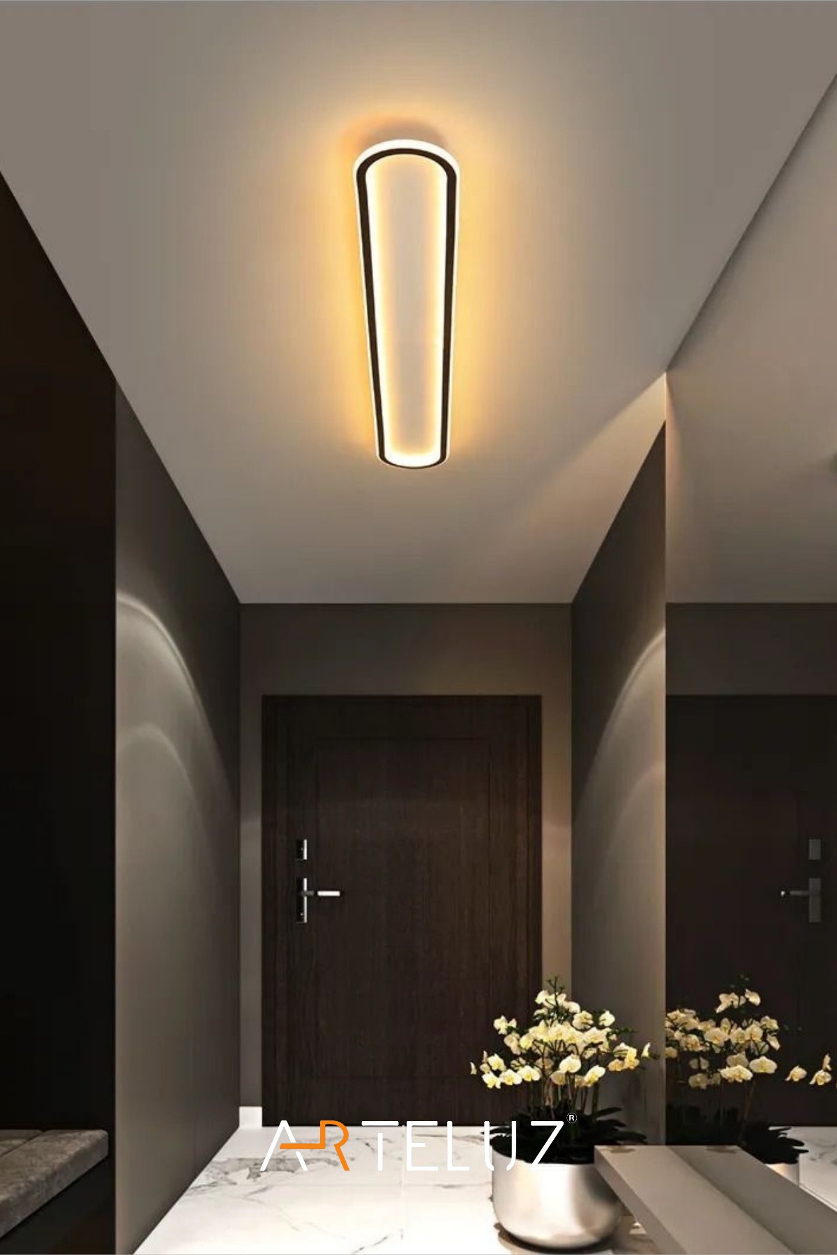 UZUN ELİPS MODEL MODERN PLAFONYER AVİZE (100X20 CM)