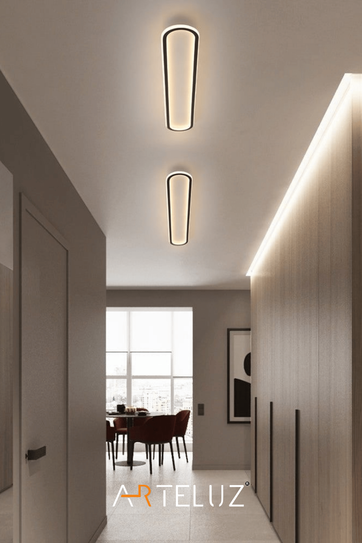 UZUN ELİPS MODEL MODERN PLAFONYER AVİZE (100X20 CM)
