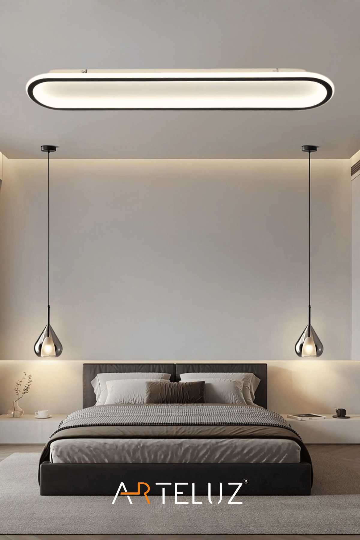 UZUN ELİPS MODEL MODERN PLAFONYER AVİZE (100X20 CM)