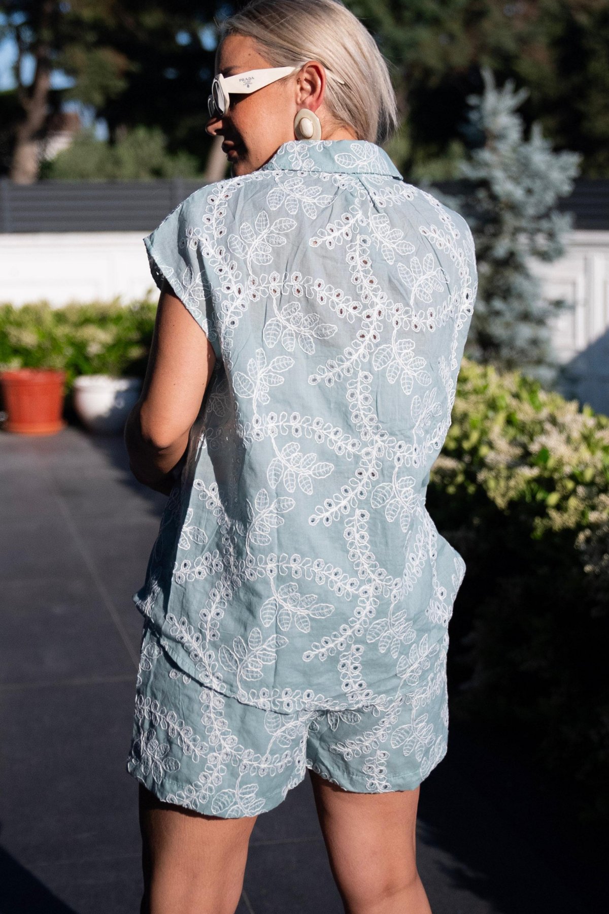 Kadın Nakış Detaylı Rahat Kalıp Takım – Beli Lastikli Şık Günlük ve Casual İkili Takım - Mint