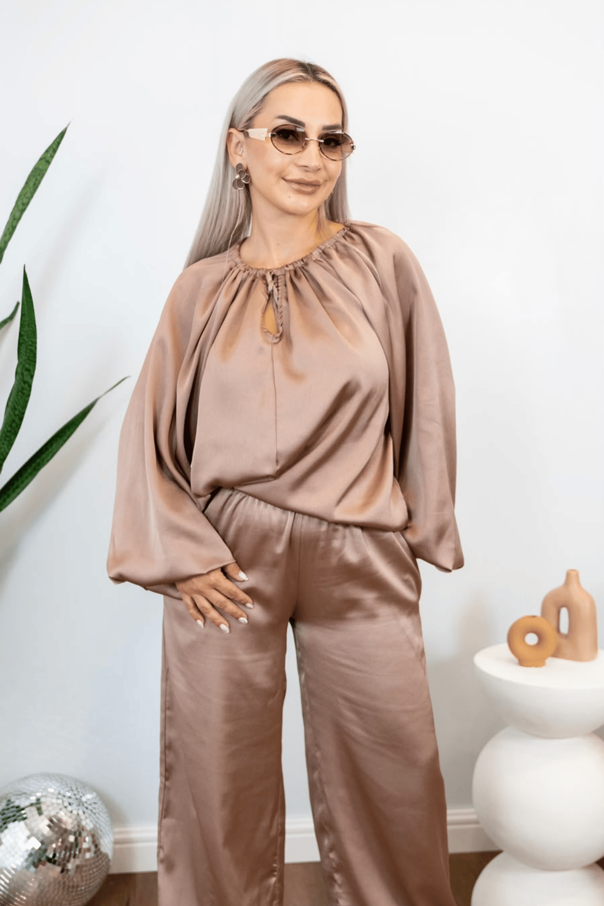 Pudra Saten Alt Üst Takım