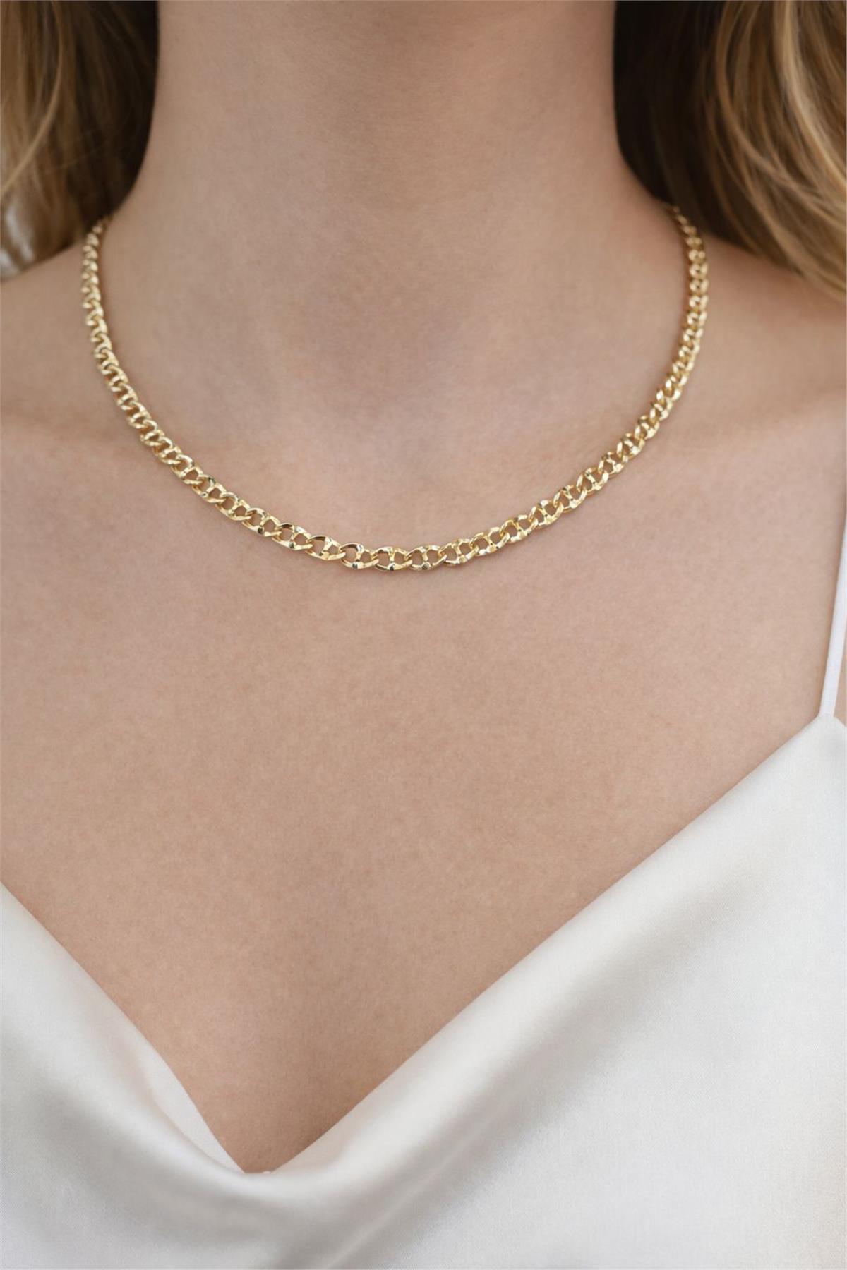 14 Ayar Gold K Zincir Şık Model Kolye 