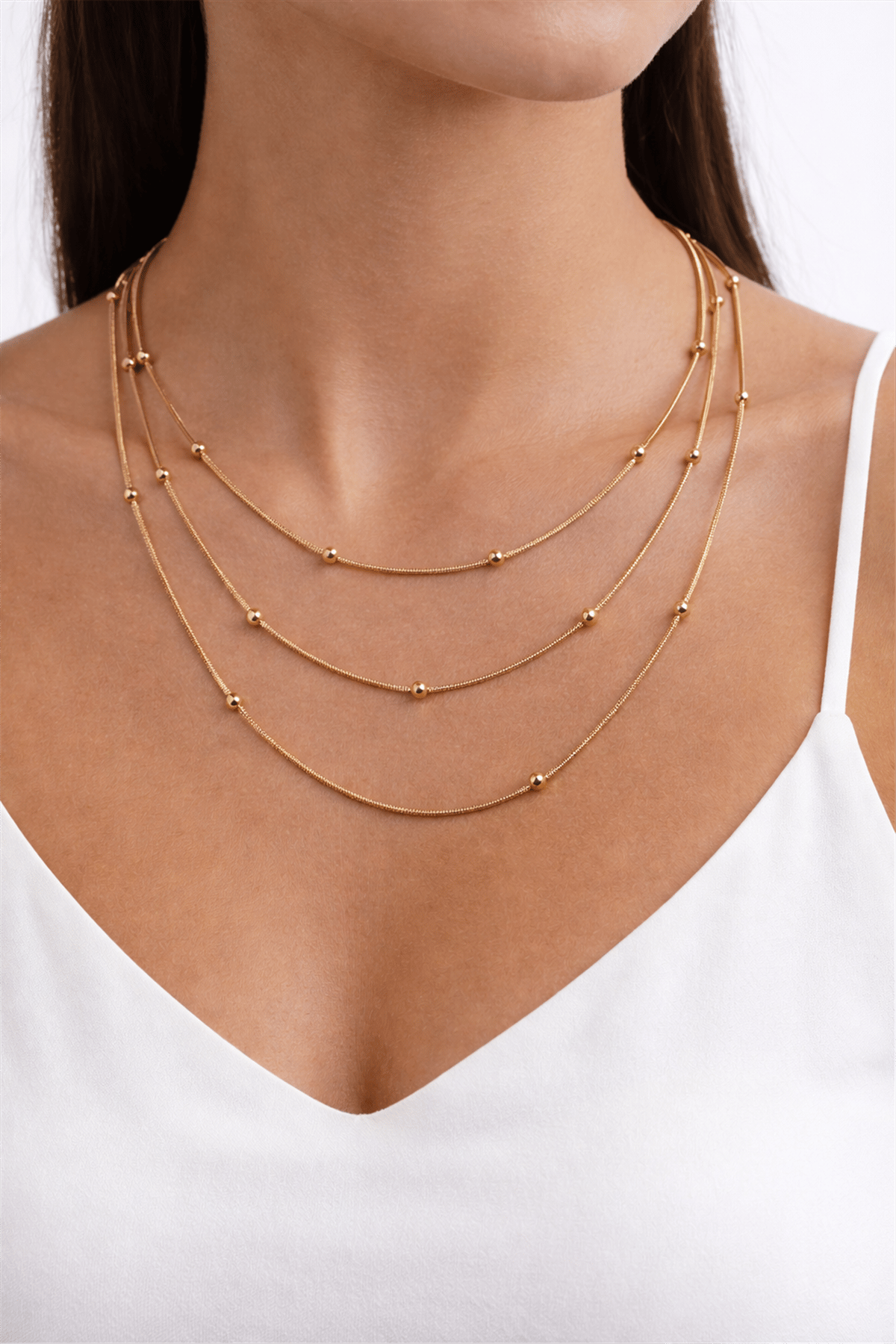 Çelik Gold 3 Lü Dorıka Model Kolye 