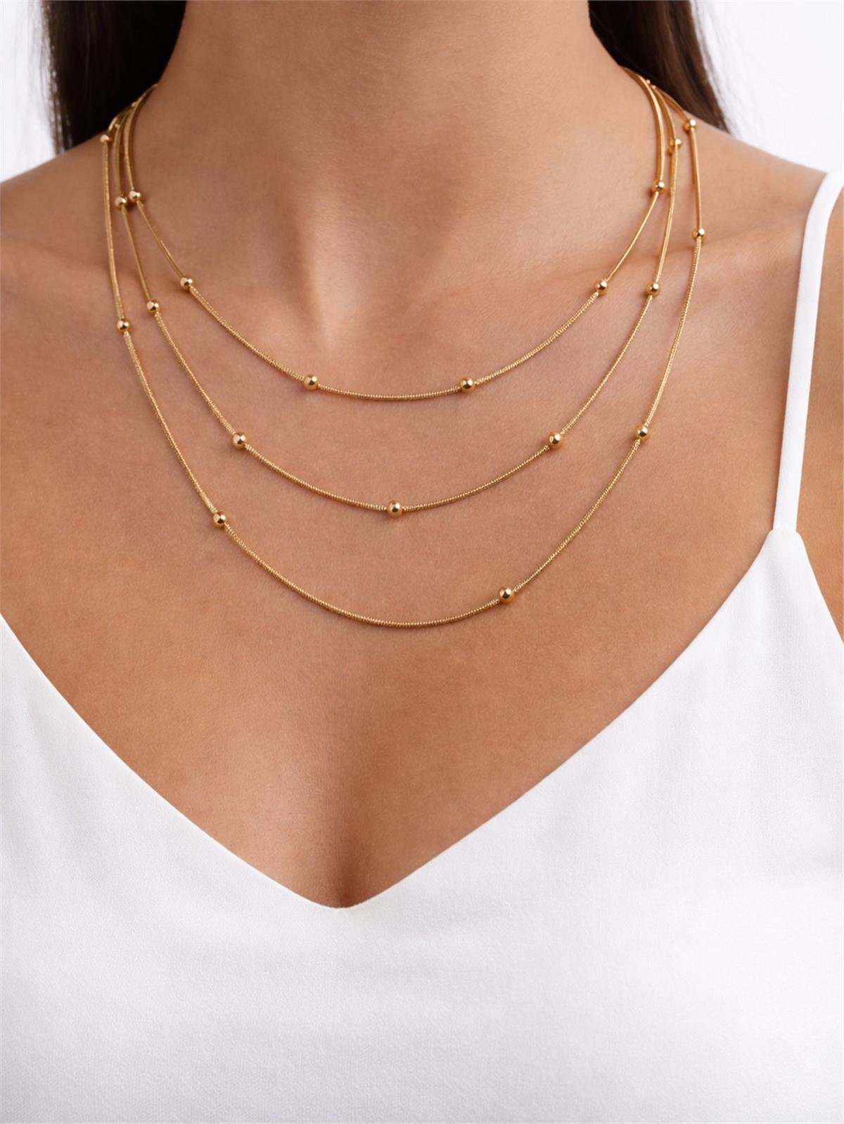 Çelik Gold 3 Lü Dorıka Model Kolye 