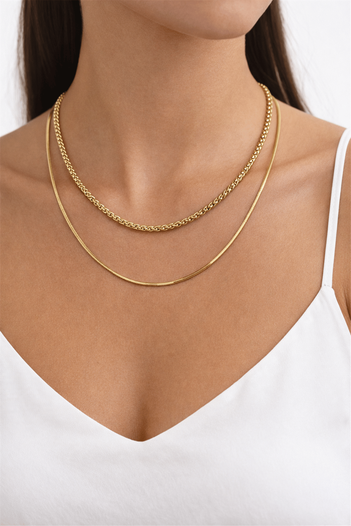 Çelik Gold 3 Lü Zincir Model Kolye 