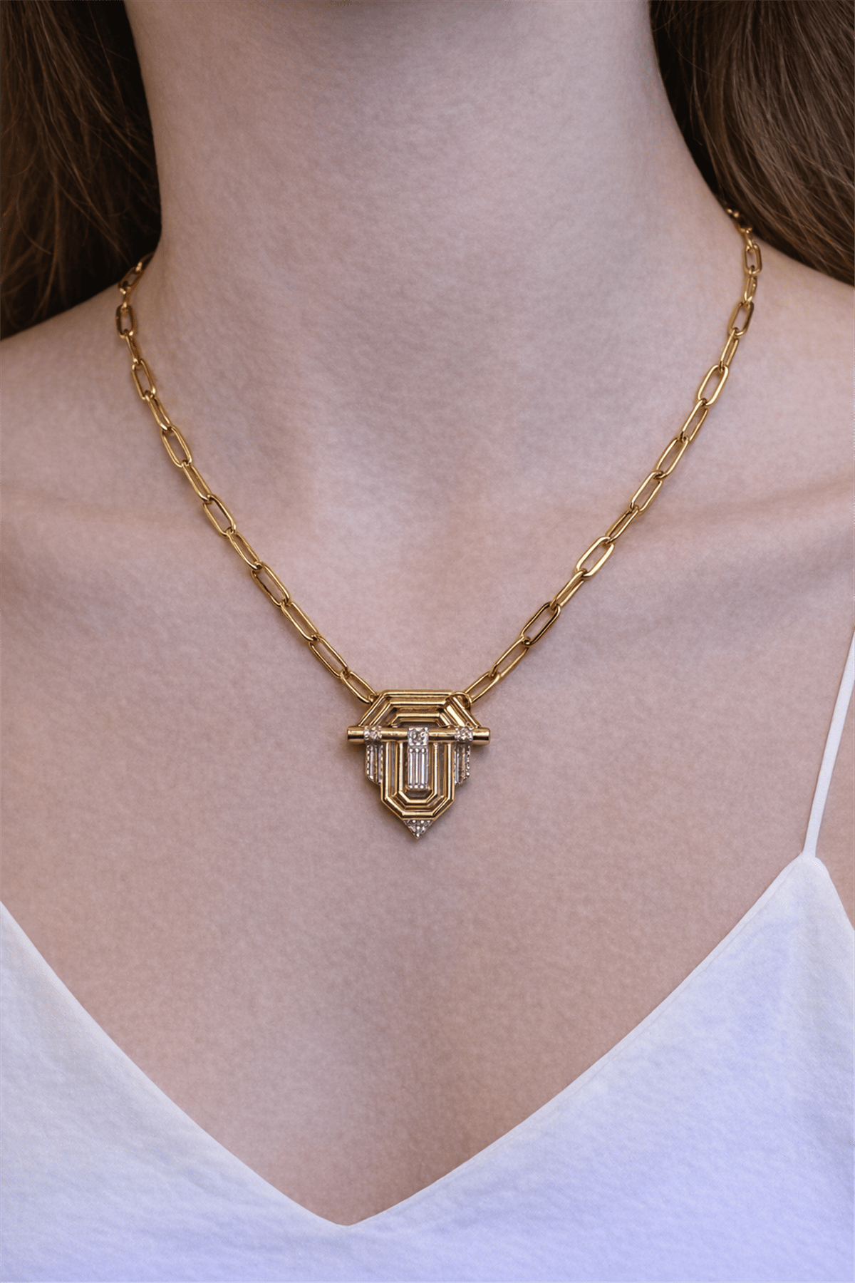 Çelik Gold Asil Model Kolye 