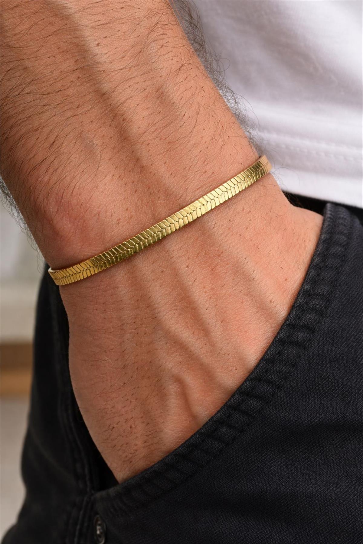 Çelik Gold Balık Sırtı Bileklik 