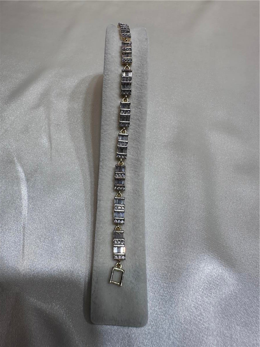 Gold Gümüş Karışımı  Zirkon Taş İthal 14.K Baget Bleklik  