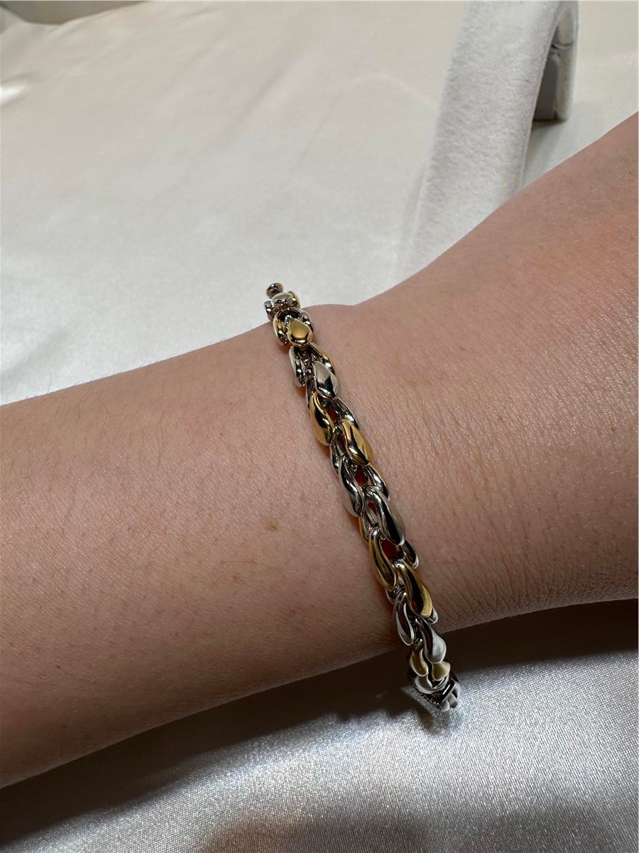 Gold Gümüş Karışımlı Bileklik 14.K